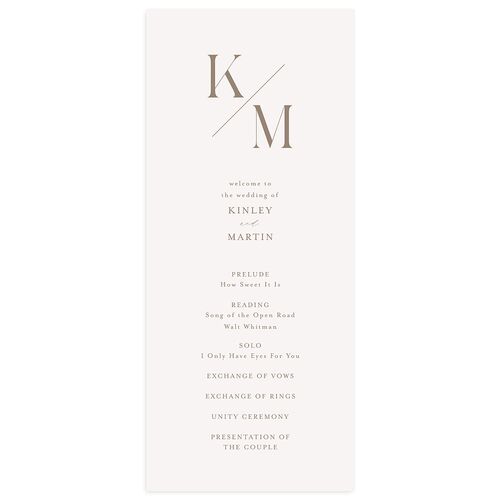 Monogram Slant Wedding Programs Fawn Signature