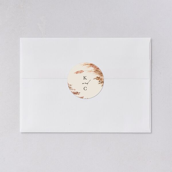 Soft Pampas Botanical Wedding Stickers Sepia Circle