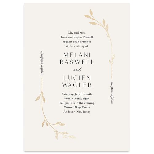 Gilded Sprigs Foil Wedding Invitations Gold Charcoal Signature Blank No Standard