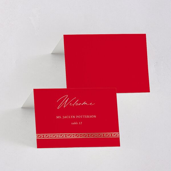Chinese Double Happiness Place Cards Gold Scarlet Signature