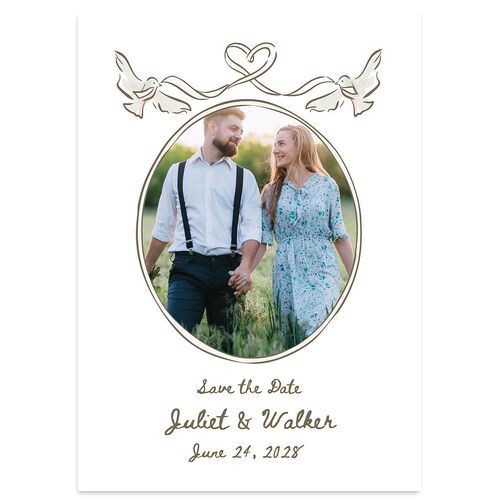 Watercolor Fairytale Trees Save the Date Cards Ivory Signature smooth Blank Standard No