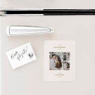Elegant Minimalist Photo Save The Date Magnets Saddle Magnet Paper