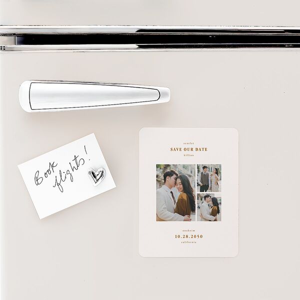 Elegant Minimalist Photo Save The Date Magnets Saddle Magnet Paper