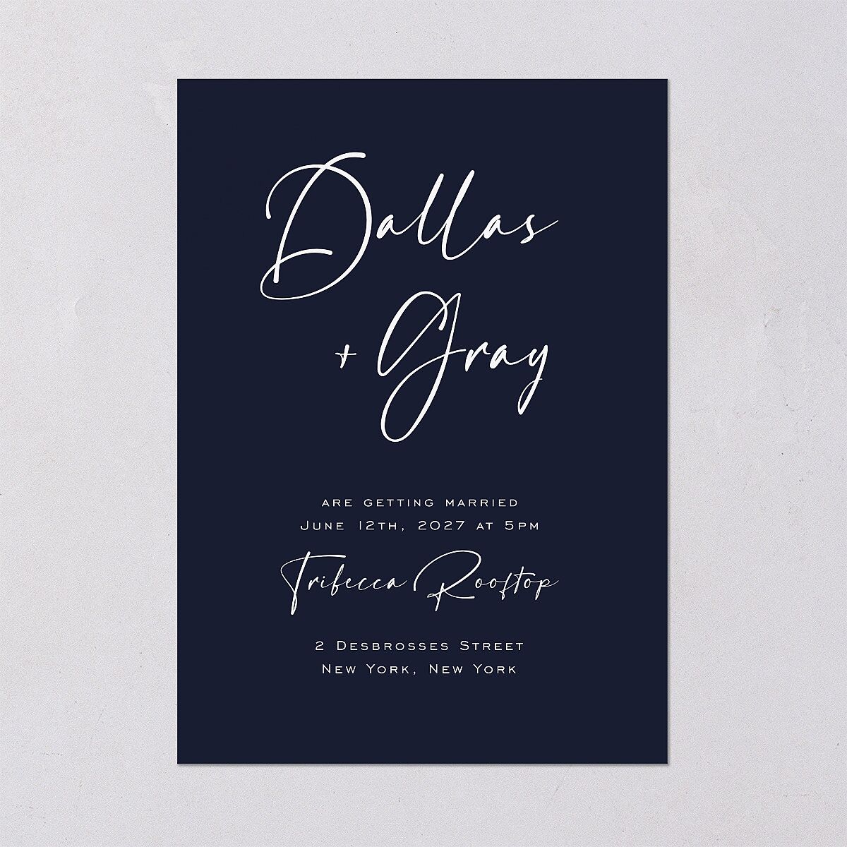 Simply Striking Wedding Invitations Navy Signature Blank No Standard