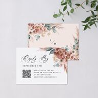 Pampas and Eucalyptus Floral QR Code RSVP Cards Desert Rose Signature Standard