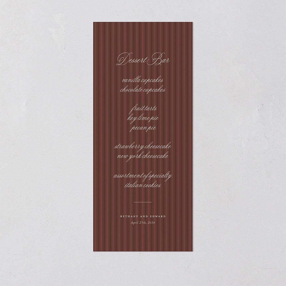 Vintage Oval Monogram Menus Merlot Signature
