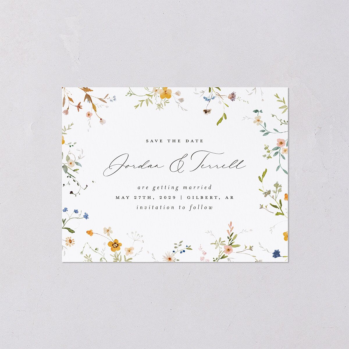 Dainty Wildflowers Save the Date Petite Cards Sunflower Signature smooth Blank Standard No