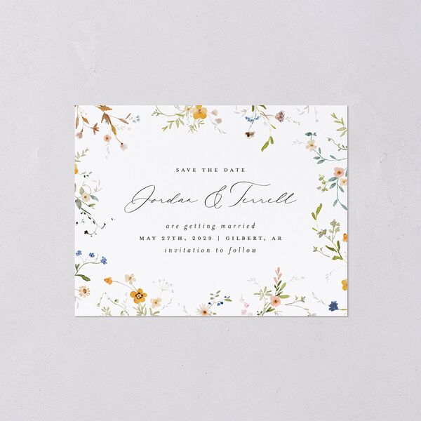 Dainty Wildflowers Save the Date Petite Cards Sunflower Signature smooth Blank Standard No