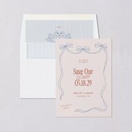 Modern Delicate Bows Save the Date Cards Jewel Red Signature smooth Blank No Standard