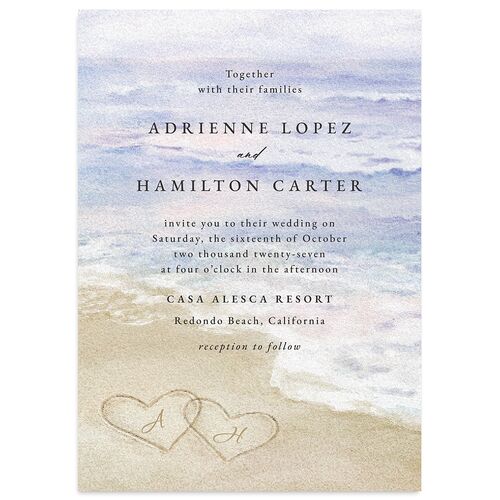 Beach Monogram Wedding Invitations Lavender Signature Blank No Standard