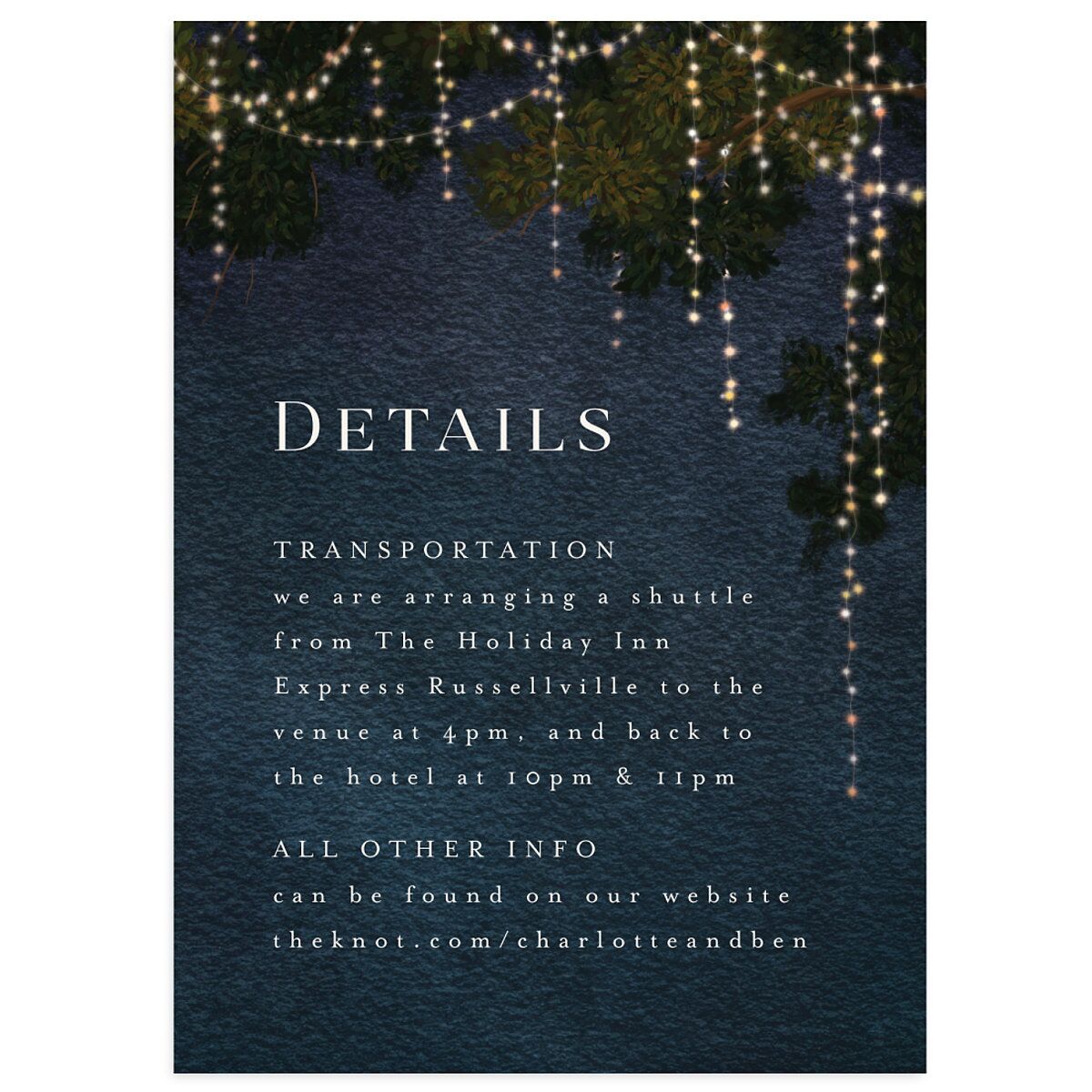 Enchanted Evening Wedding Enclosure Cards