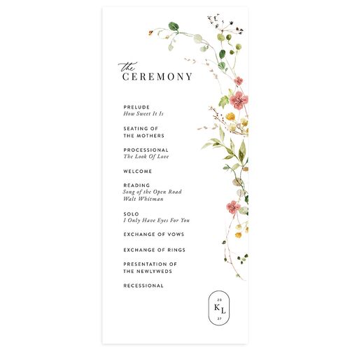 Glistening Wildflower Foil Wedding Programs Gold Soft Peach Signature