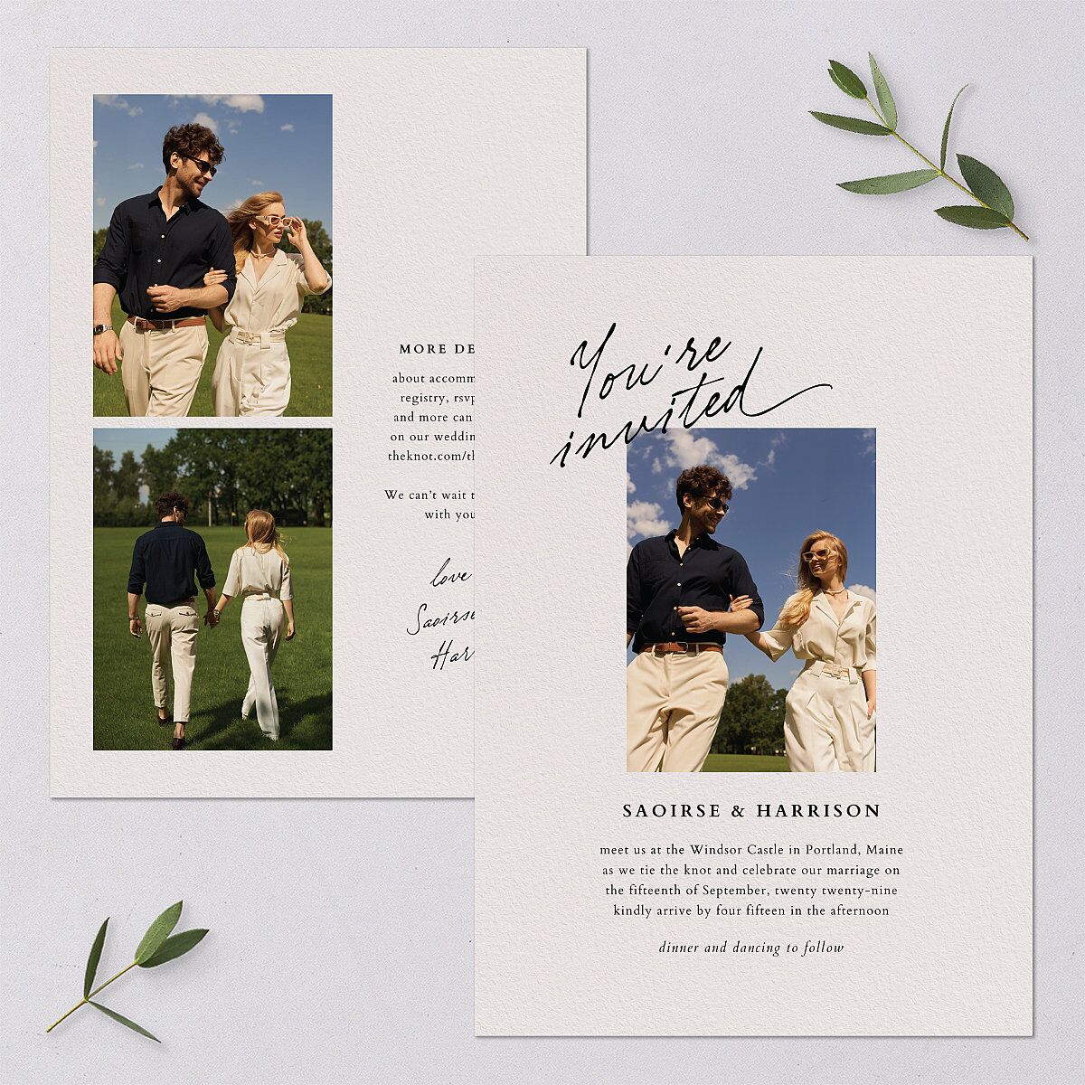 Elegant Editorial Page Wedding Invitations Champagne Signature Blank No Standard
