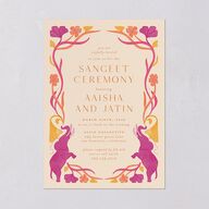 Indian Majestic Legacy Elephants Rehearsal Dinner Invitations Mulberry Signature Blank Standard