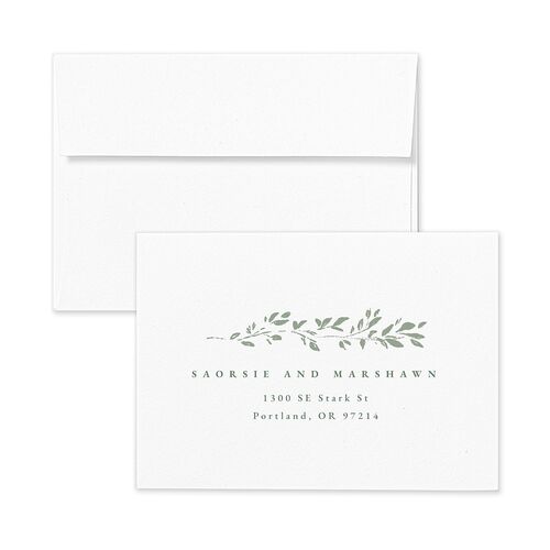Dainty Frame Response Card Envelopes Rose Thyme Return Address Signature Standard