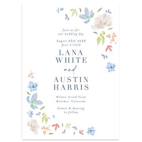 Floral Appliqué Wedding Invitations Slate Signature Blank No Standard