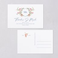 Fairytale Wildflower Crest Thank You Postcards Pure White