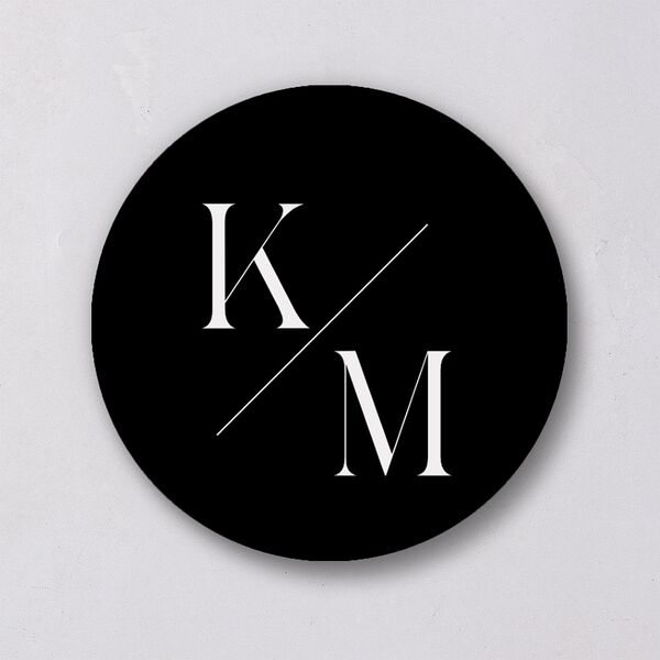 Monogram Slant Wedding Stickers Licorice Circle