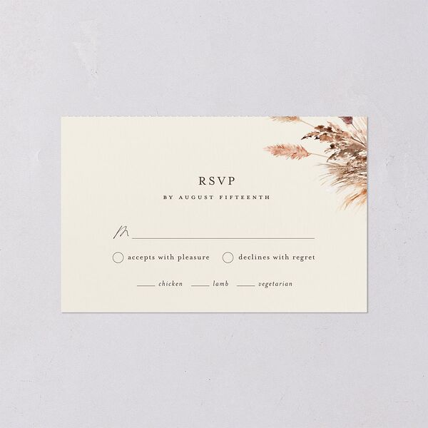 Soft Pampas Botanical All-in-One Wedding Invitations Sepia Signature Light Both Recipient and Return Addresses No