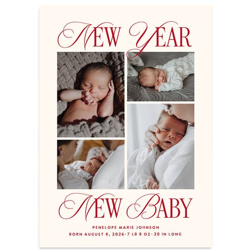 New Year New Baby Classic Editorial Photos Holiday Cards Merlot Signature Blank Standard Portrait