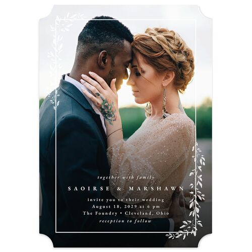 Dainty Frame Wedding Invitations Pure White Signature Blank No Ticket