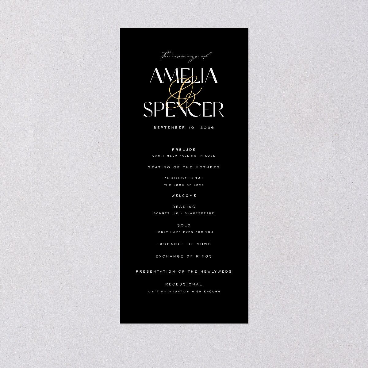 Together Wedding Programs Gold Licorice Signature