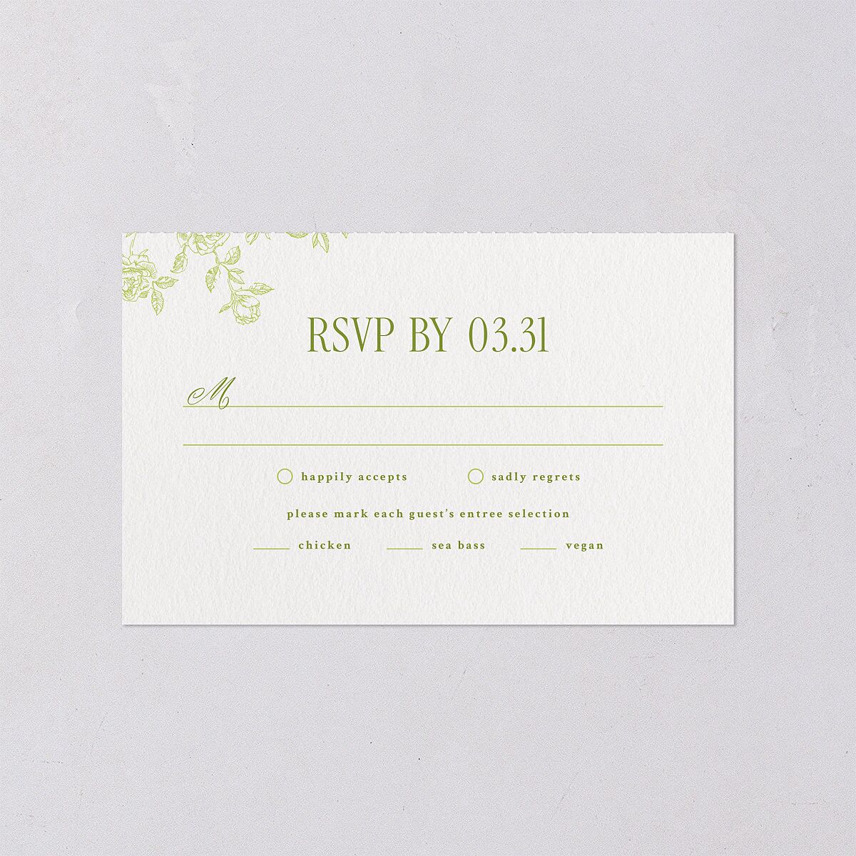 Vintage French Botanical All-in-One Wedding Invitations Meadow Signature Light Both Recipient and Return Addresses No