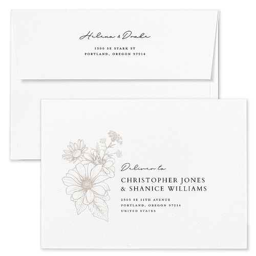 Rustic Botanical Rehearsal Dinner Invitation Envelopes Pure White Standard White Return Address Signature