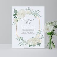 Elegant Hydrangea Bridal Shower Standard Bar Tabletop Sign Small Off-White Standard Indoor Foam Core S Tabletop Bar
