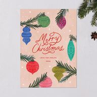 Vintage Christmas Ornaments Holiday Cards Barely Peach Signature Blank Standard