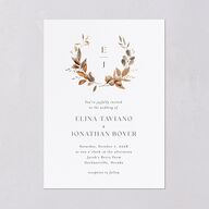 Leafy Rustic Monogram Wedding Invitations Cotton Signature Blank No