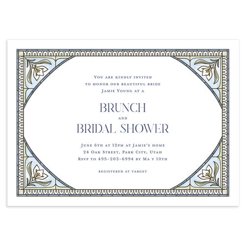 Church Stained Glass Bridal Shower Invitations Moody Blue Signature Blank Standard
