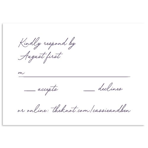 Handwritten Love Note Wedding Response Cards Royal Purple Signature Standard