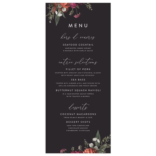 Blooming Botanical Menus Midnight Signature