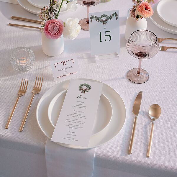 Festive Garland Place Cards Hunter Green Signature