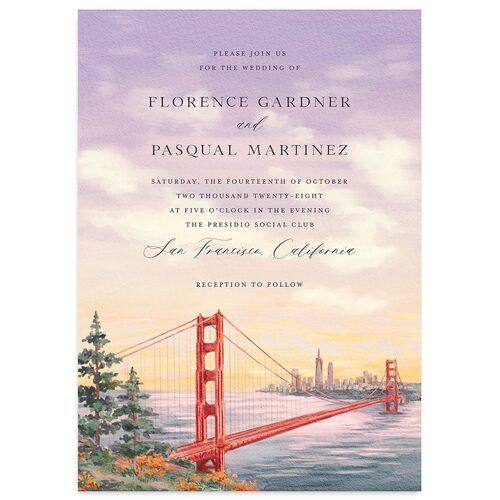 Scenic San Francisco Wedding Invitations Amethyst Signature Blank No Standard