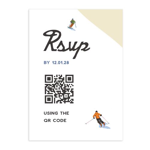 Vintage Retro Ski Poster QR Code RSVP Cards Canary Signature Standard