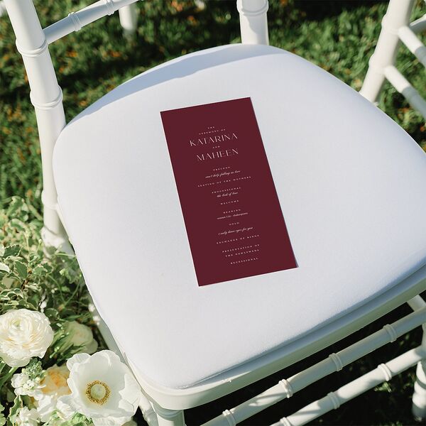 Ornate Threshold Wedding Programs Merlot Signature