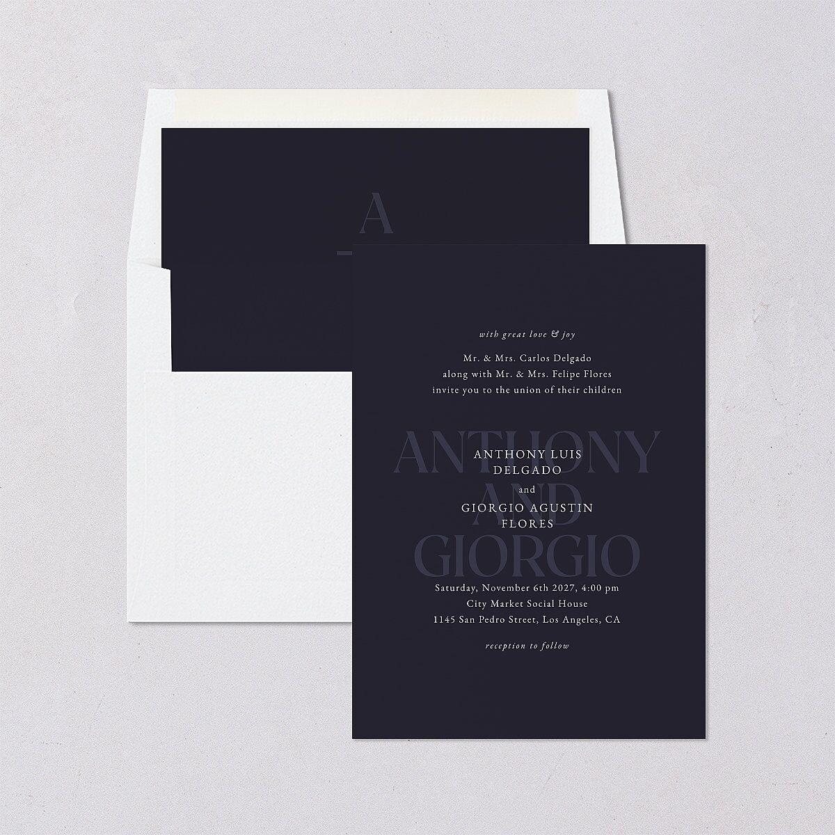 Gilded Bold Envelope Liners Navy Standard