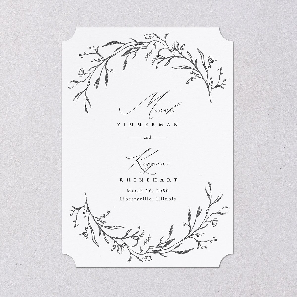 Illustrated Vines Save The Date Cards — view 3