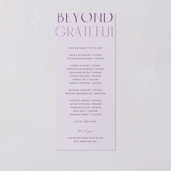 Real Talk Wedding Programs Sheer Lilac Signature