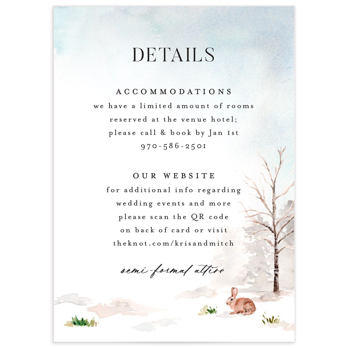 Winter Forest Wedding Enclosure Cards