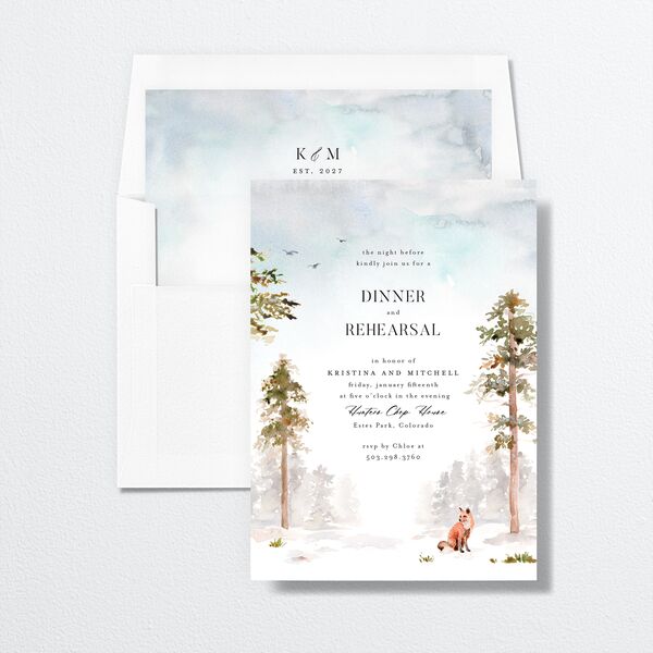 Winter Forest Rehearsal Dinner Invitations Pure White Signature