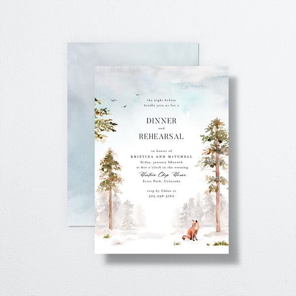 Winter Forest Rehearsal Dinner Invitations Pure White Signature