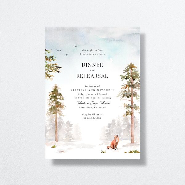 Winter Forest Rehearsal Dinner Invitations Pure White Signature