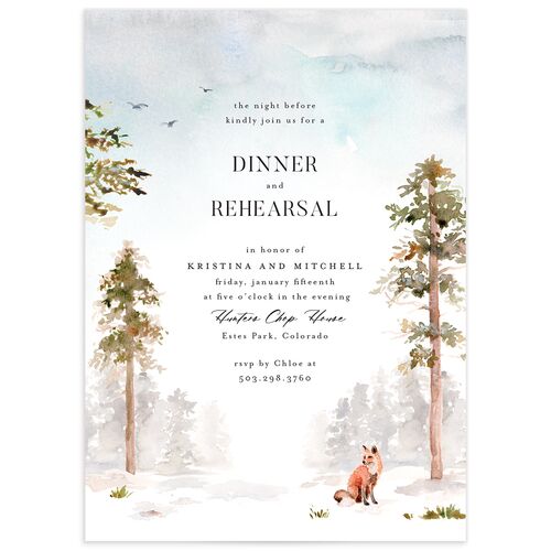 Winter Forest Rehearsal Dinner Invitations - White