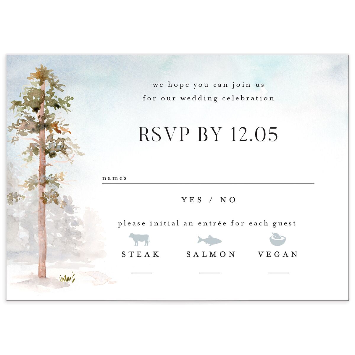 Winter Forest Wedding Response Cards