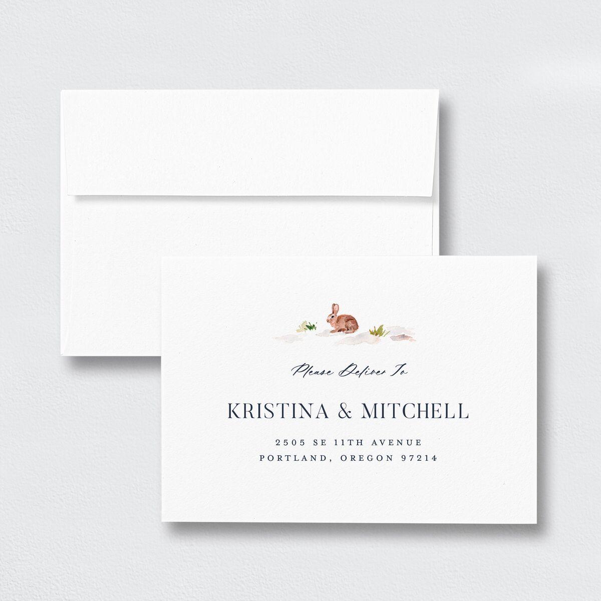 Winter Forest Response Card Envelopes White Moody Blue Return Address Signature Standard