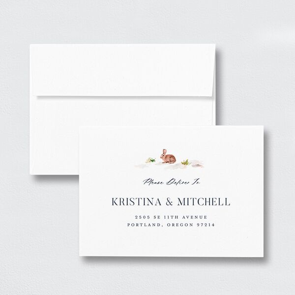 Winter Forest Response Card Envelopes White Moody Blue Return Address Signature Standard