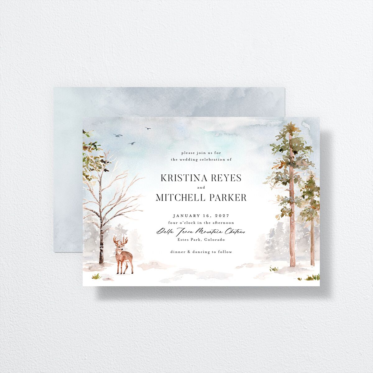 Winter Forest Wedding Invitations Pure White Signature No